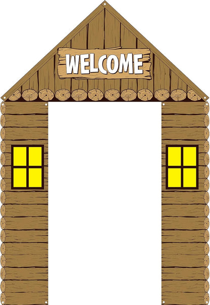 Peryiter 3 Pcs Camping Themed Party Decorations Banner Welcome Porch Sign with 1 Double Sided Tape for Summer Camp Birthday Hawaii Baby Shower Themed Party Activity Decor door (Forest Style)