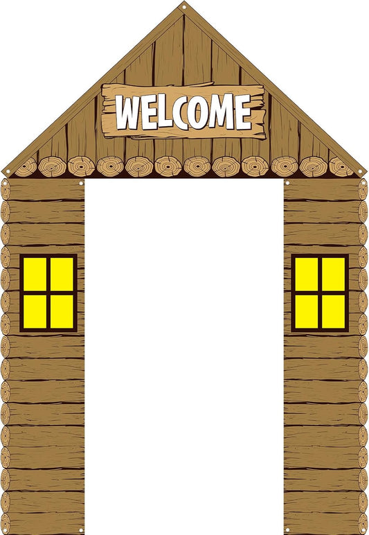 Peryiter 3 Pcs Camping Themed Party Decorations Banner Welcome Porch Sign with 1 Double Sided Tape for Summer Camp Birthday Hawaii Baby Shower Themed Party Activity Decor door (Forest Style)