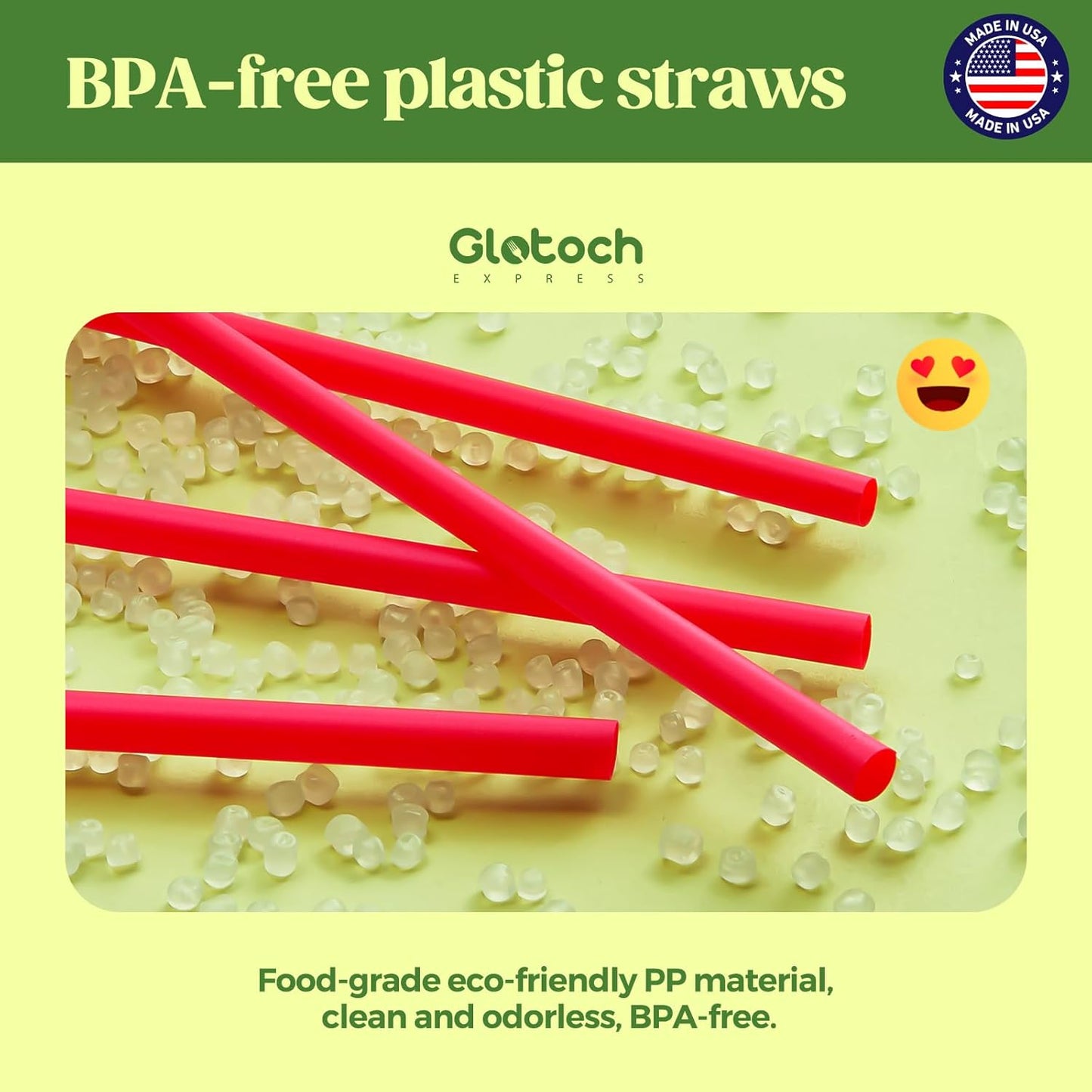 Glotoch Express 500PCS Individually Wrapped Clear Plastic Straws, 7.75'' Long, 0.24'' Diameter Disposable Drinking Straws for Every Occasion, Party, Made in USA