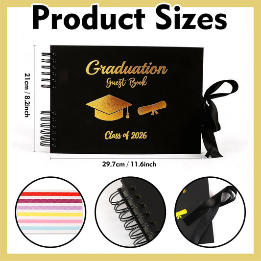 2026 Graduation Guest Book 11.6×8.2in Graduation Parties Sign in Book for Messages Well Wishes Photo Souvenirs Graduations Party Supplies for Grad Party Supplies Favors Gifts College Students