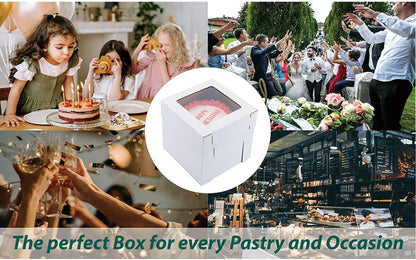 Tall Cake Boxes for Tier Cakes,10x10x12 Inch [3Pack ] Thick Sturdy Cake Box with Window, Layer Cake Carrier,Disposable Cake Containers