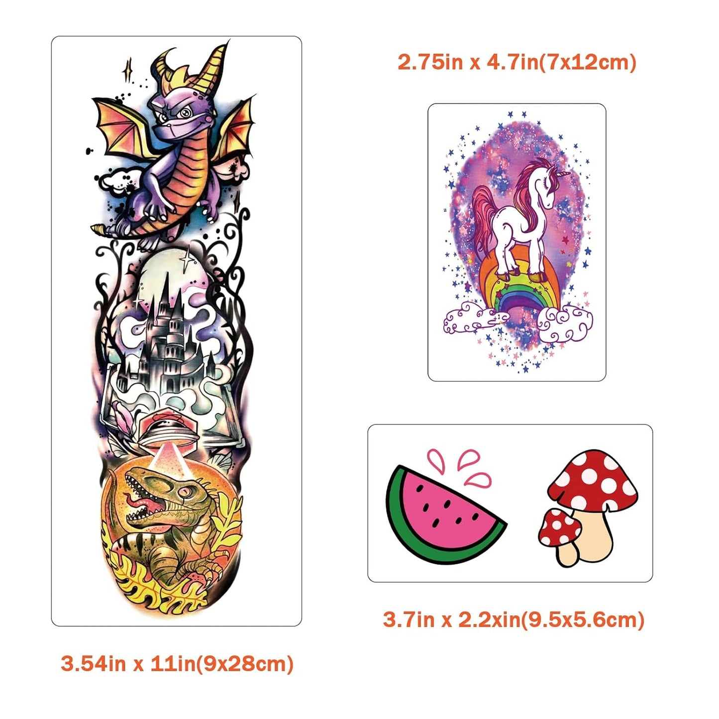 252+ PCS Glow Unicorn Princess Temporary Tattoo for Kids, 36 Sheets Rainbow Castle Candy Star Prince Fake Tattoos Sticker for Girls Boys, Luminous Birthday Magic Fairy Theme Party Favors Decoration