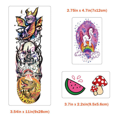 252+ PCS Glow Unicorn Princess Temporary Tattoo for Kids, 36 Sheets Rainbow Castle Candy Star Prince Fake Tattoos Sticker for Girls Boys, Luminous Birthday Magic Fairy Theme Party Favors Decoration