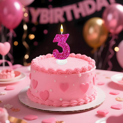 Birthday Number Candles, Glitter Number Candle Cake Decorations with Sequins, Cupcake Decorations for Girls, Women, Party Anniversary Celebrations (Number 6, Purple)