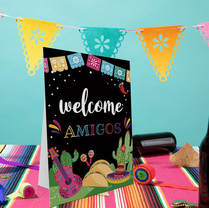 Fiesta Party Welcome Sign, Black Fiesta Decor Mexico Table Sign, Taco Bar Deorations, Mexican Baby Shower Sign, Mexican Birthday Party Sign, Cinco De Mayo Party Decorations-MAYLP06