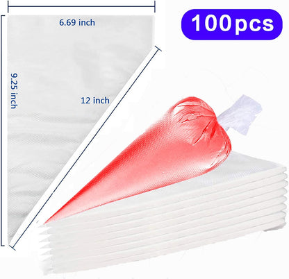 100 Pieces Piping Bags Disposable - Tipless Piping Bags | Pastry Bags | Icing Bags | Frosting Bags for Cake Cookies Baking Decorating (14 inch bags-A)