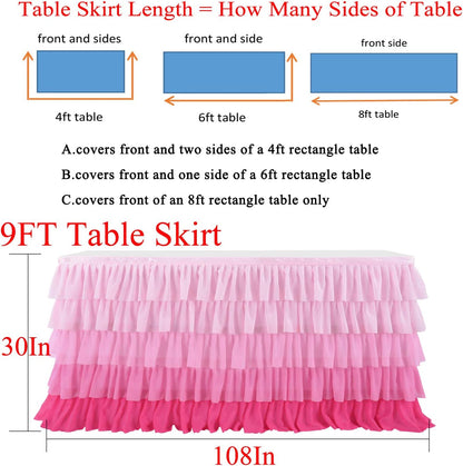 Pastel Rainbow Table Skirt Ruffle Party Tablecloth for Rectangle Table 6ft Birthday Party Baby Shower