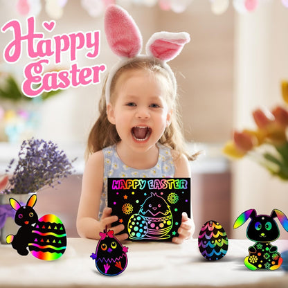 RMJOY Rainbow Scratch Paper Art for Kids: 50PCS Magic Arts Crafts Gifts Toys for Girls Boys Ages 3-12 Games Activities for Birthday Party Family Day Classroom Prizes Easter Basket Stuffers(Boys)