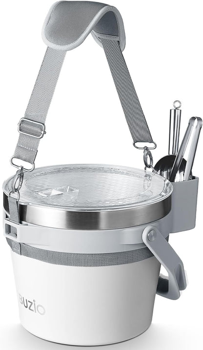 BUZIO 7 L Ice Bucket for Parties with Lid and Scoop & Tongs, Vacuum Insulated Stainless Steel Ice Buckets with Handle and Adjustable Shoulder Strap, Large Beverage Bucket for Cocktail Bar, Blue