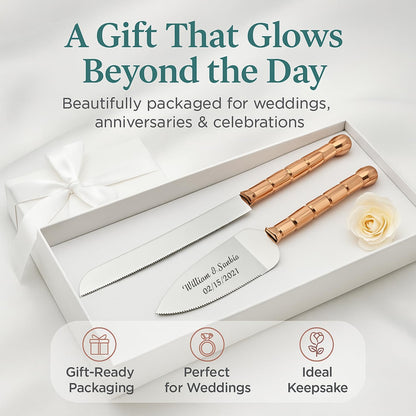 GIFTS INFINITY Personalized Wedding Cake Knife and Server Set with Engraving – Cake Cutting Utensil Set, Keepsake Gift for Wedding, Anniversary, Reception, Birthday & Other Occasions (CH-101WB)