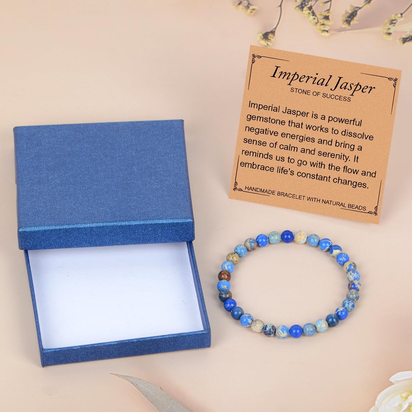 LPBeads Handmade Natural Gemstone Stretch Elastic Bracelet Healing Crystal Round Stone Beads Jewelry Gifts for Women Men