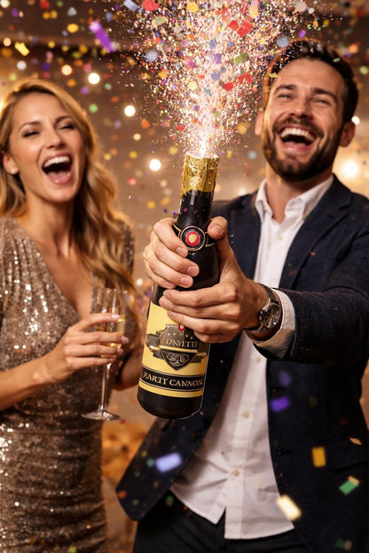 Confetti Party Cannons (2 Pack) – Champagne Bottle Confetti Poppers for Birthday, Wedding, Graduation, New Year & Celebration Supplies
