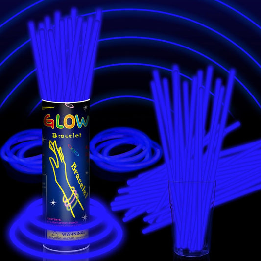 100 Pack 8” Purple Glow Sticks Bulk with 100 Connectors Neon Glow In The Dark Party favors Supplies for Holiday Birthday Party Decoration (Purple)