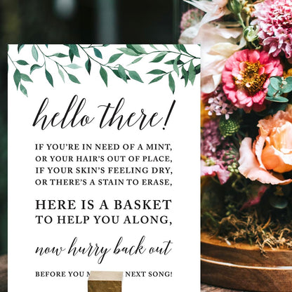 Andaz Press Wedding Party Signs, Natural Greenery Green Leaves, 8.5x11-inch, Bridal Shower Scavenger Hunt, 1-Pack - Colors B