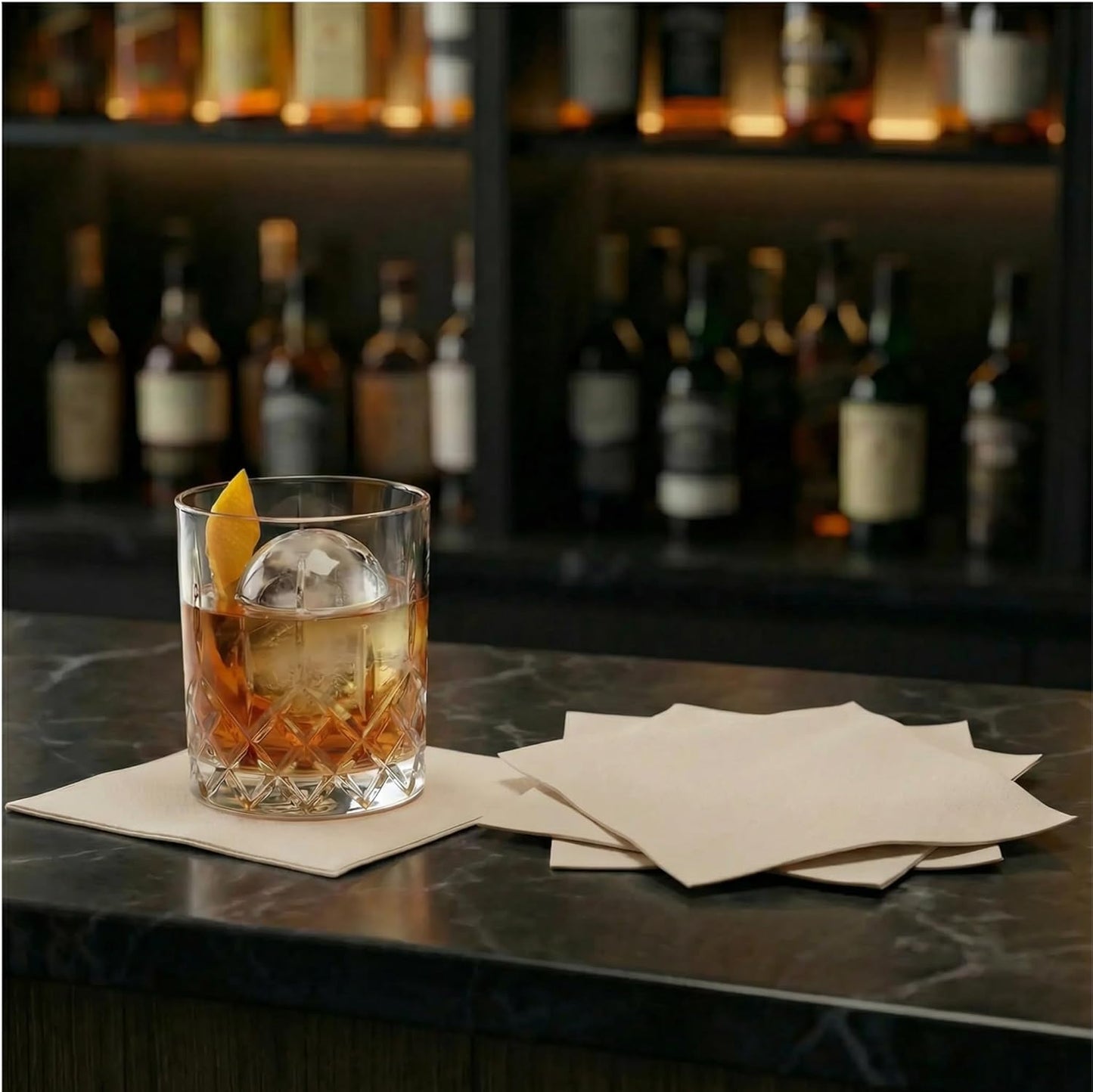 AH AMERICAN HOMESTEAD Cocktail Napkins-Disposable Beverage/Bar Napkins-White Linen-Like Square Napkins-Eco-Friendly & Compostable-Everyday Use, Party or Wedding 4.75inch x 4.75inch (100 Count, White)