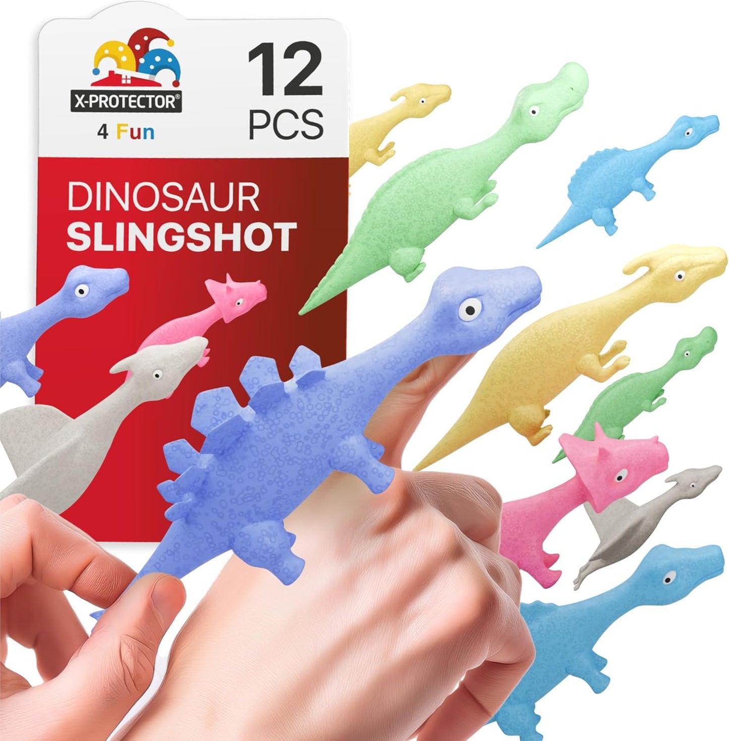 X-Protector Rubber Chicken Slingshot - 12 PCS Pack - Flying Finger Slingshot - Yellow Chicken Flingers Sling Shot Toys for Kids - Funny Adult Pinata Stuffers - Premium Slime for Fingers!
