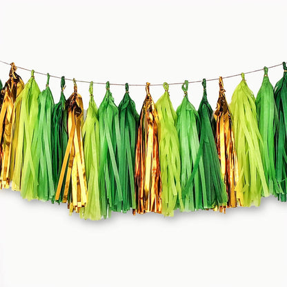 Pink and Gold Tassel Garland,Paper Tassel Banner,Table Decor,Pink and Gold Tissue Tassels Party Decor Supplies for Party,DIY Kits - (15 PCS)
