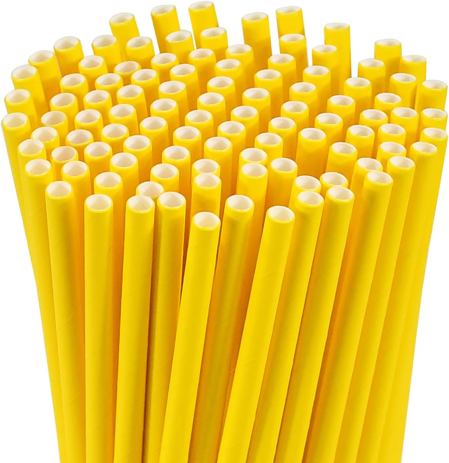 Disposable Paper Straws Solid Green - 7.75'' x 0.24'', 100 Counts - for Drinking, Beverage, Juice, Soda, Bar Supplies