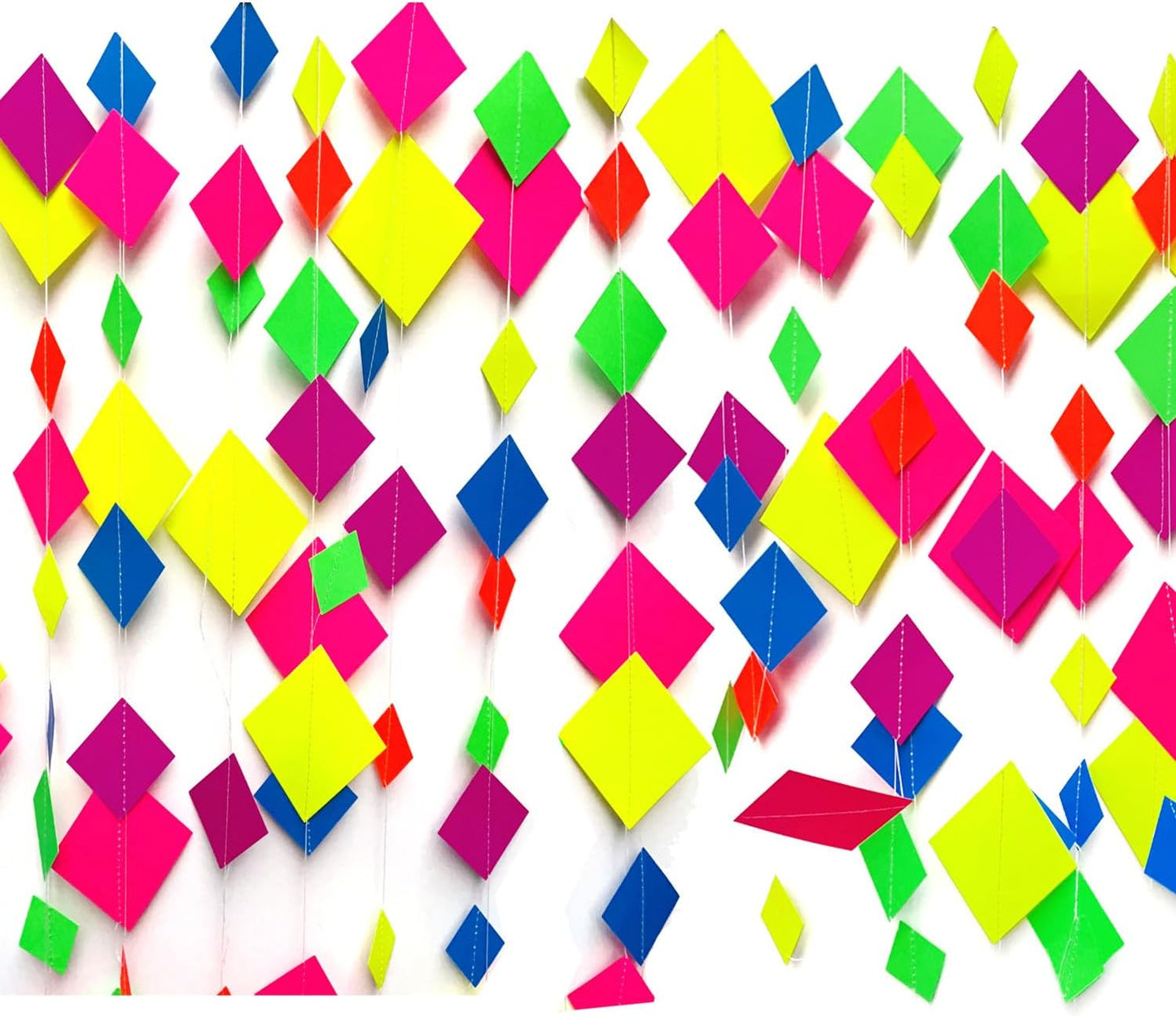 56 Pieces Rainbow Hanging Swirl Decorations Neon Swirl Streamers UV Neon Garland Ceiling Decorations Glow in The Dark Neon Party Supplies and Decorations Black Light Party Kit for Birthday Wedding