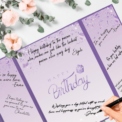 Crenics Black and White Birthday Decorations Women Men, Creative Birthday Guest Signature Book Alternative 18" x 12", Great Party Gifts for Girls or Boys