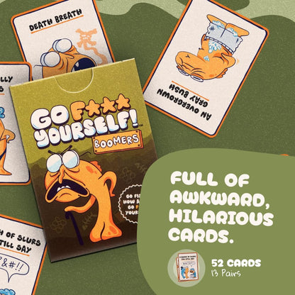 Go F Yourself! – The Grown Up Go Fish Card Game You've Always Wanted | Hilarious Party Game for Grown Ups, 2+ Players | 52 Cards, 13 Unique Pairs Edition