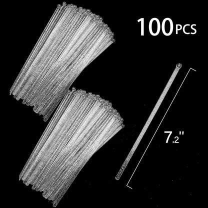 hapray 100-PCS 5 Colol Plastic Swizzle Sticks, Crystal Cake Pops, Cocktail Coffee Drink Stirrers, Stir Sticks, 7.24 Inch (Pink, Yellow, Blue, Purple, Green)