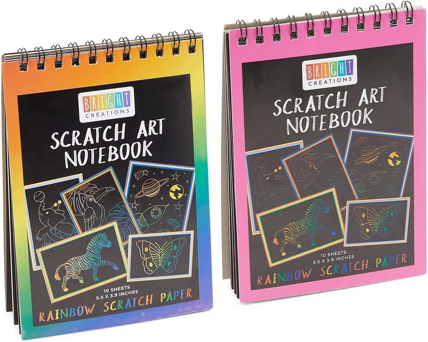 8 Pack Rainbow Scratch Paper Pads for Kids with Wooden Styluses, 10 Sheets (5.5 x 3.9 In)
