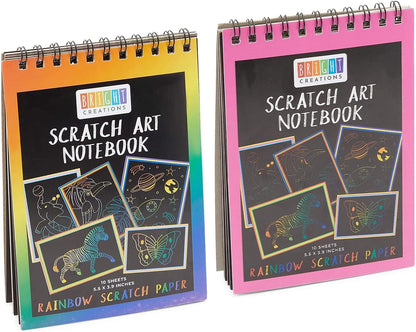 8 Pack Rainbow Scratch Paper Pads for Kids with Wooden Styluses, 10 Sheets (5.5 x 3.9 In)