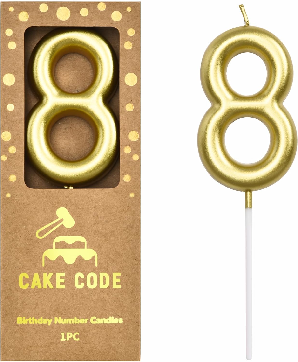 2.76 Inch Classical Gold 5 Number Birthday Candles, Gold Number Candles, Cake Number Candles, Party Celebration