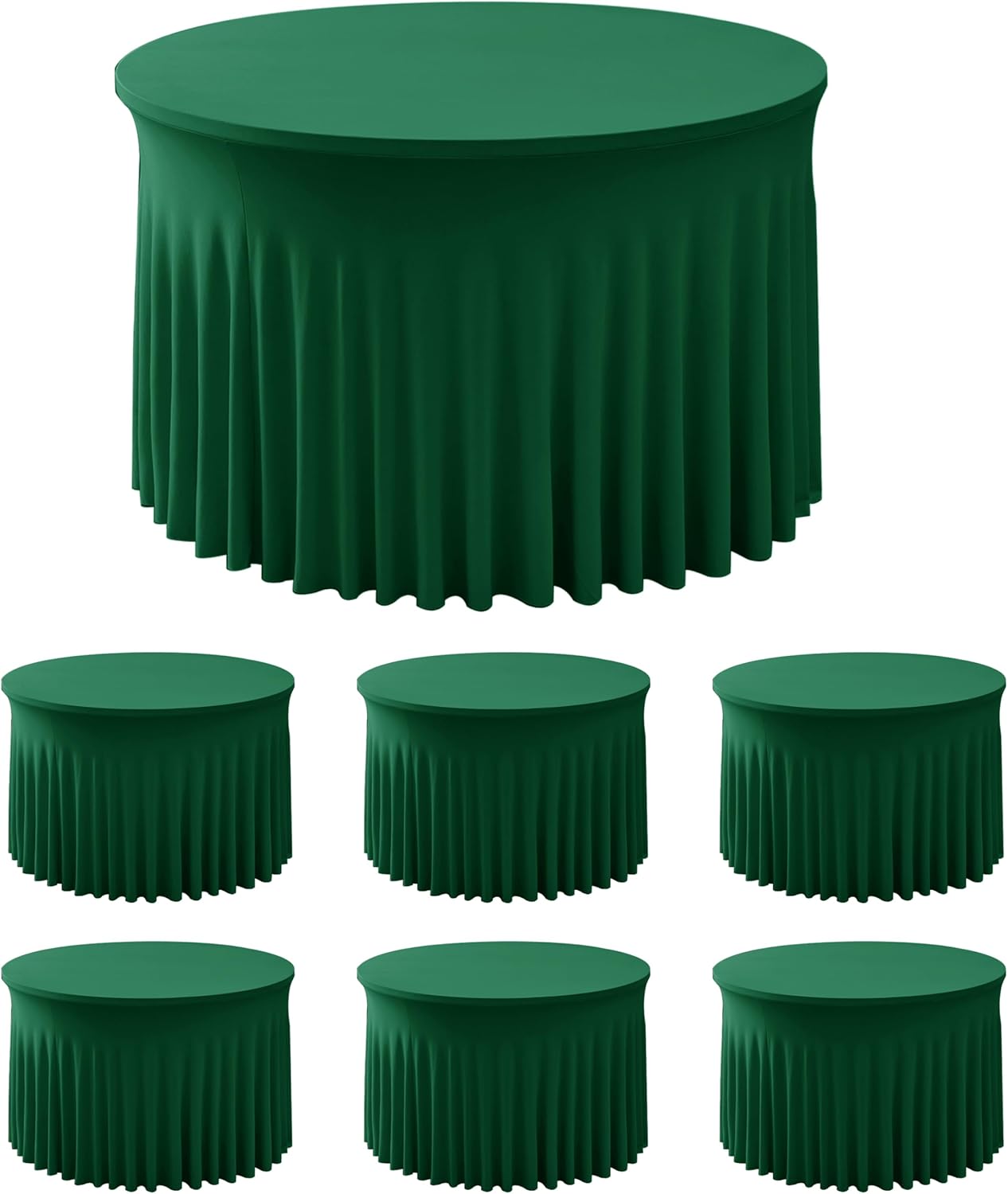 HolidayIdeas 2 Pack Spandex Table Skirt for 6 Ft Rectangle Tables, Black Fitted Stretch Tablecloth 30 x 72 Inch, Wrinkle Resistant Ruffle Design for Wedding Banquets, Trade Shows, Parties