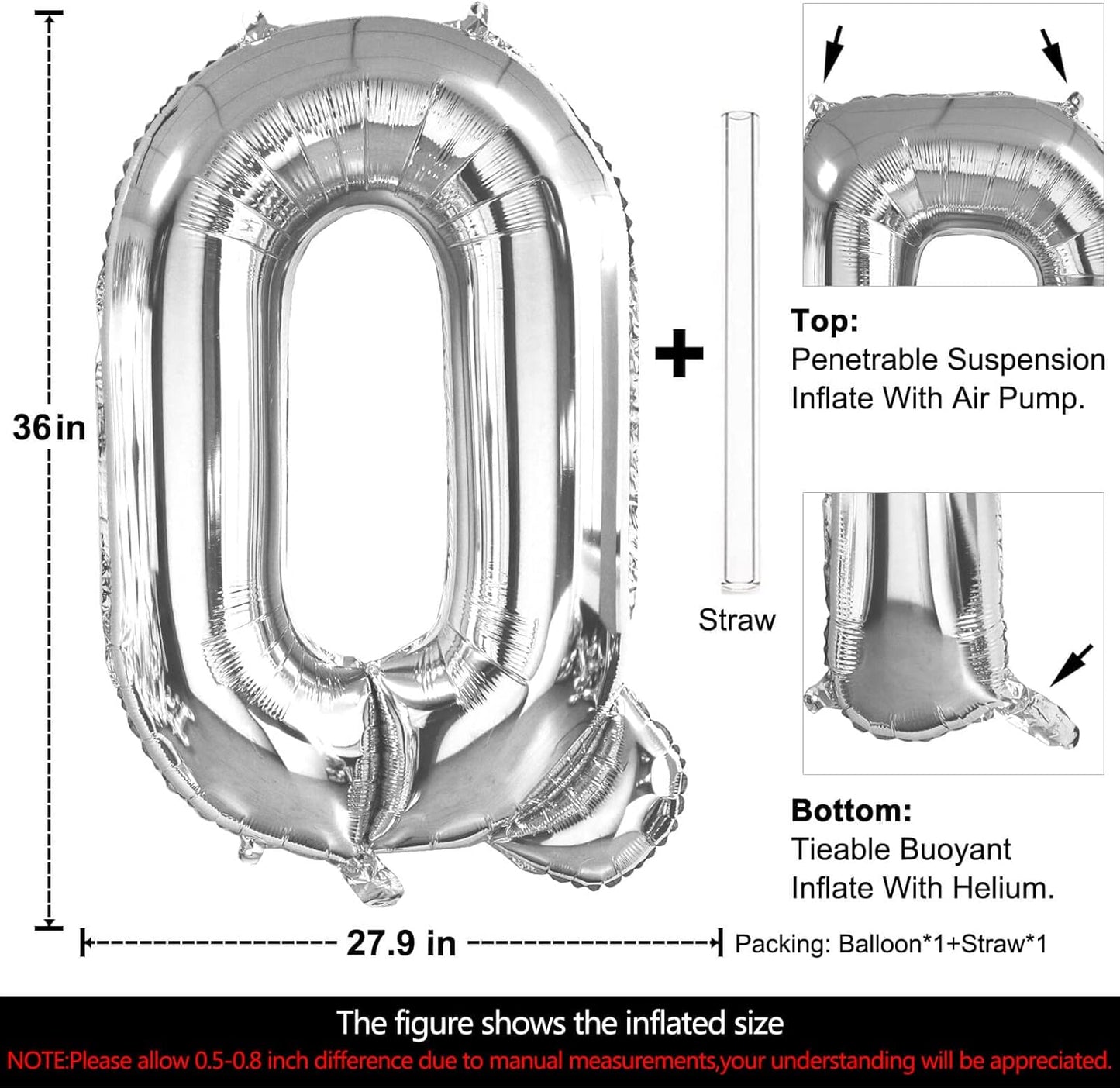 Lovoir 40 Inch Large Silver Letter M Balloons Big Size Jumbo Mylar Foil Helium Balloon for Birthday Party Celebration Decorations Alphabet Silver M