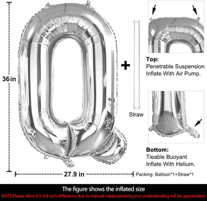 Lovoir 40 Inch Large Silver Letter M Balloons Big Size Jumbo Mylar Foil Helium Balloon for Birthday Party Celebration Decorations Alphabet Silver M