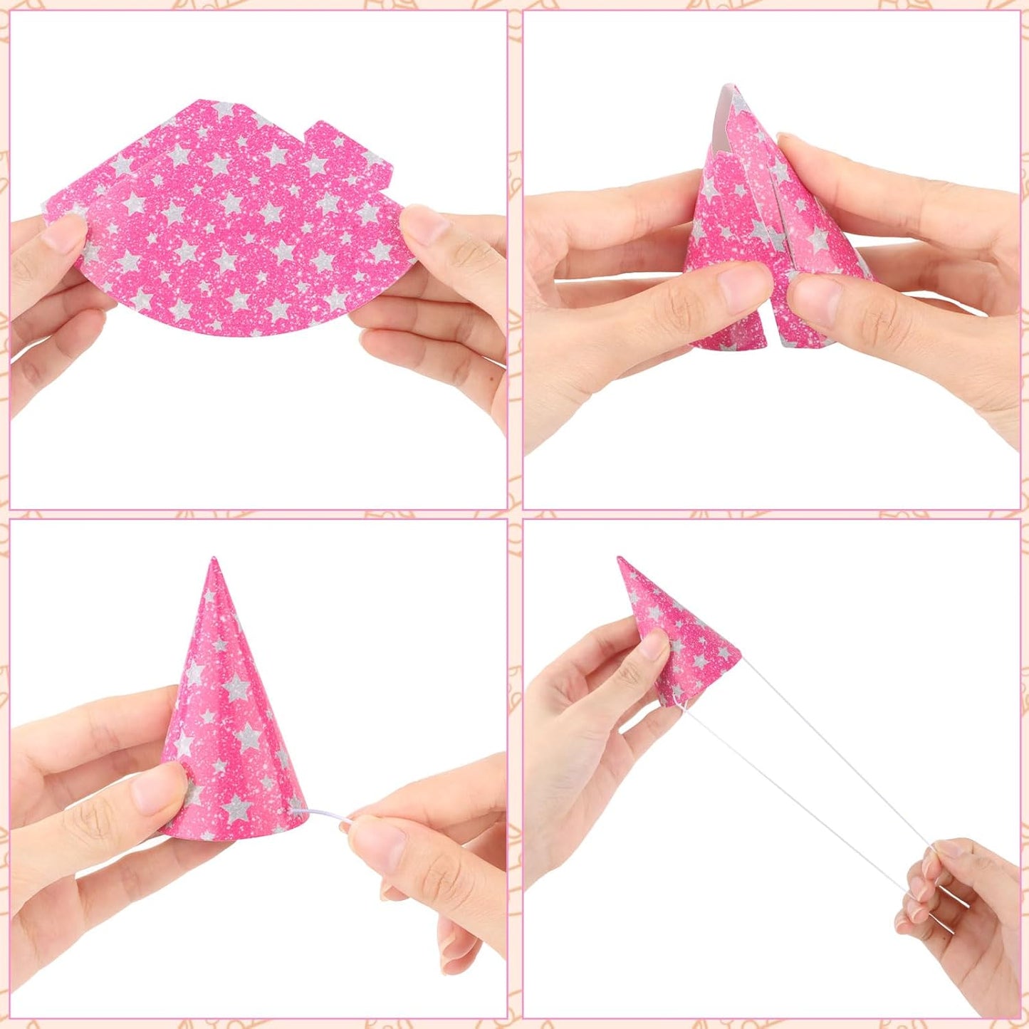 Hooqict 10 PCS Mini Party Hats for Stuffed Animals Kids Birthday Hats Glitter Paper Cake Cone Hats for Pet Birthday Baby Shower Party Supplies, Assorted