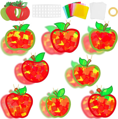 QOUBAI 32 Sets Stars Suncatchers Craft Back to School DIY Stained Glass Window Patriotic 4th of July Paper Craft Home School Classroom Decor Kid Birthday Gift Creative Art Activity Game - Colors A