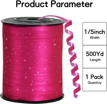 BEISHIDA 500 Yards Red Ribbon Crimped Curling, Balloon String Shiny Metallic Roll for Gift Wrapping Ribbon for Birthday Valentines Day Wedding Mother's Day Party Decorations