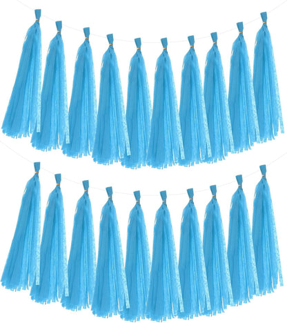 MECCANIXITY 20Pcs Tassel Garland Banner Tissue Paper for Streamers Party Decorations, Valentine's Day Birthday Decor for Women with Rope and Tie Wire (Pink, 14.6Inch)