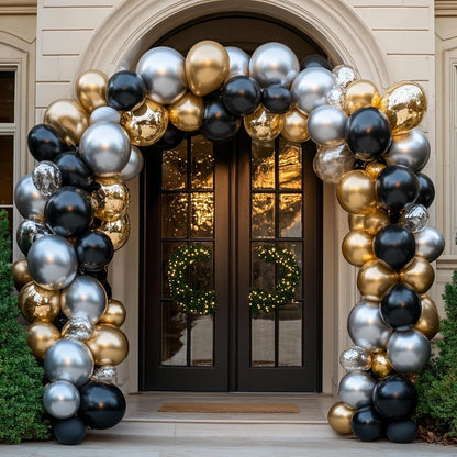 RUBFAC 87pcs Metallic Blue Silver Balloon Garland Arch Kit, 18 12 10 5 Inch Blue Silver Confetti Latex Party Balloons for Birthday Graduation Baby Shower Decoration