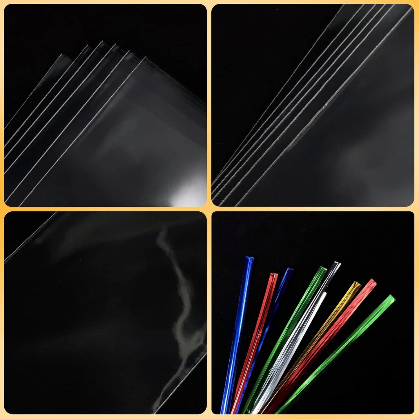 XLSFPY 100PCS Clear Cellophane Bags, 5x7 Small Treat Bags with Ties, Cake Pop Bags, Candy Bags, Goodie Bags, Rice Crispy Treat Bags, Clear Bags for Favors Birthday Party (5'' x 7'')