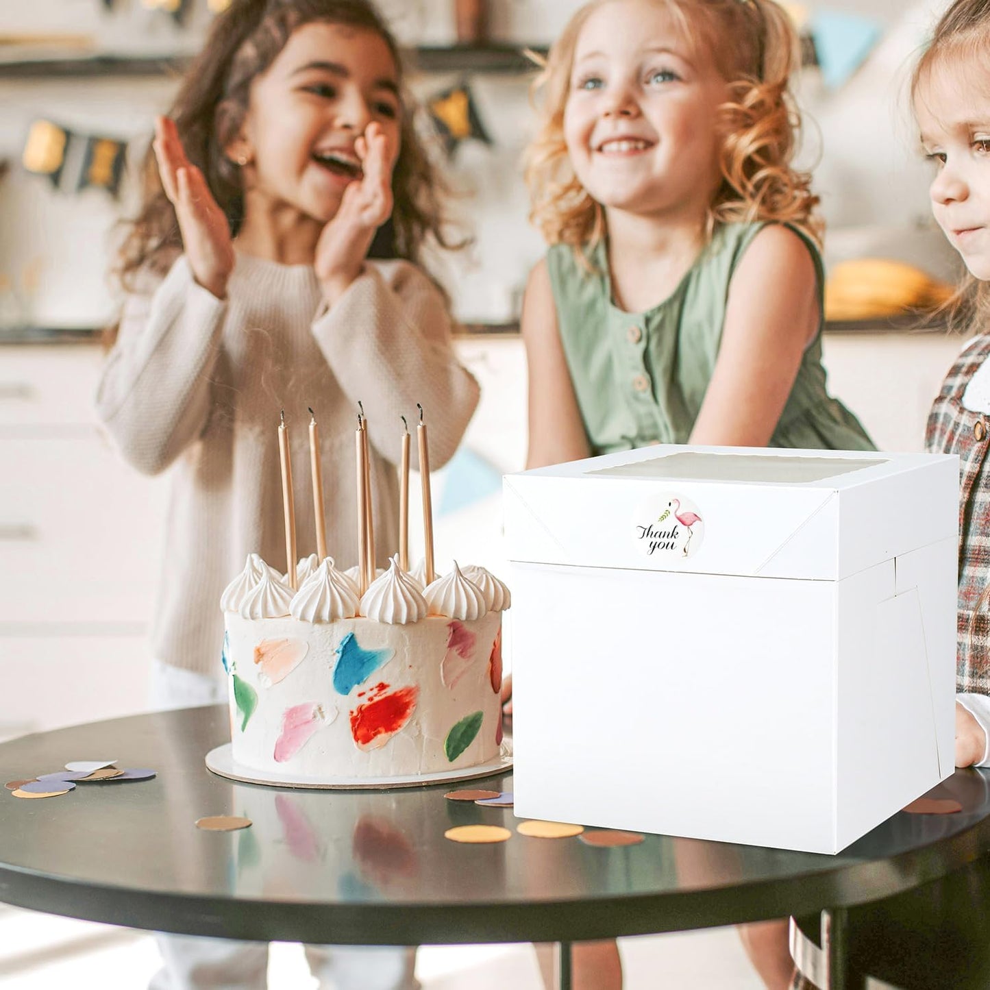 16pcs 8x8x8 Inches Cake Boxes,8pcs White Bakery Boxes with Window and 8pcs Boards,Cajas storage for 8 inch Cake box, Disposable Pie Box, Father's Day,Wedding, Birthday, Party