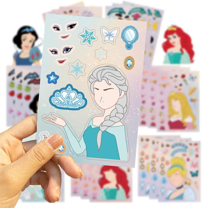 Make a Face Stickers 24PCS Make Your Own Princess Sticker for Adults DIY Sticker Princess Themed Stickers for Party Favors Awards Asverbet DIY Arts and Crafts