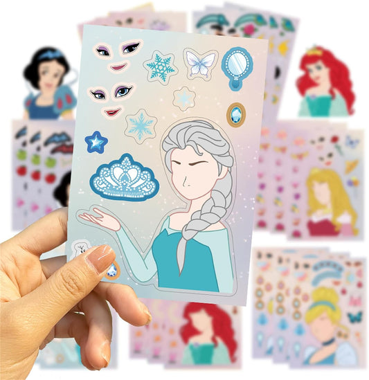 Make a Face Stickers 24PCS Make Your Own Princess Sticker for Adults DIY Sticker Princess Themed Stickers for Party Favors Awards Asverbet DIY Arts and Crafts