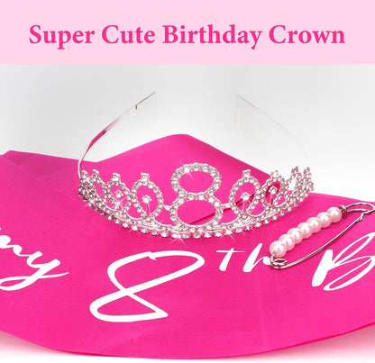 CAVETEE Silver Birthday Crown for Girls Birthday Decorations Birthday Gifts for Women and Girls
