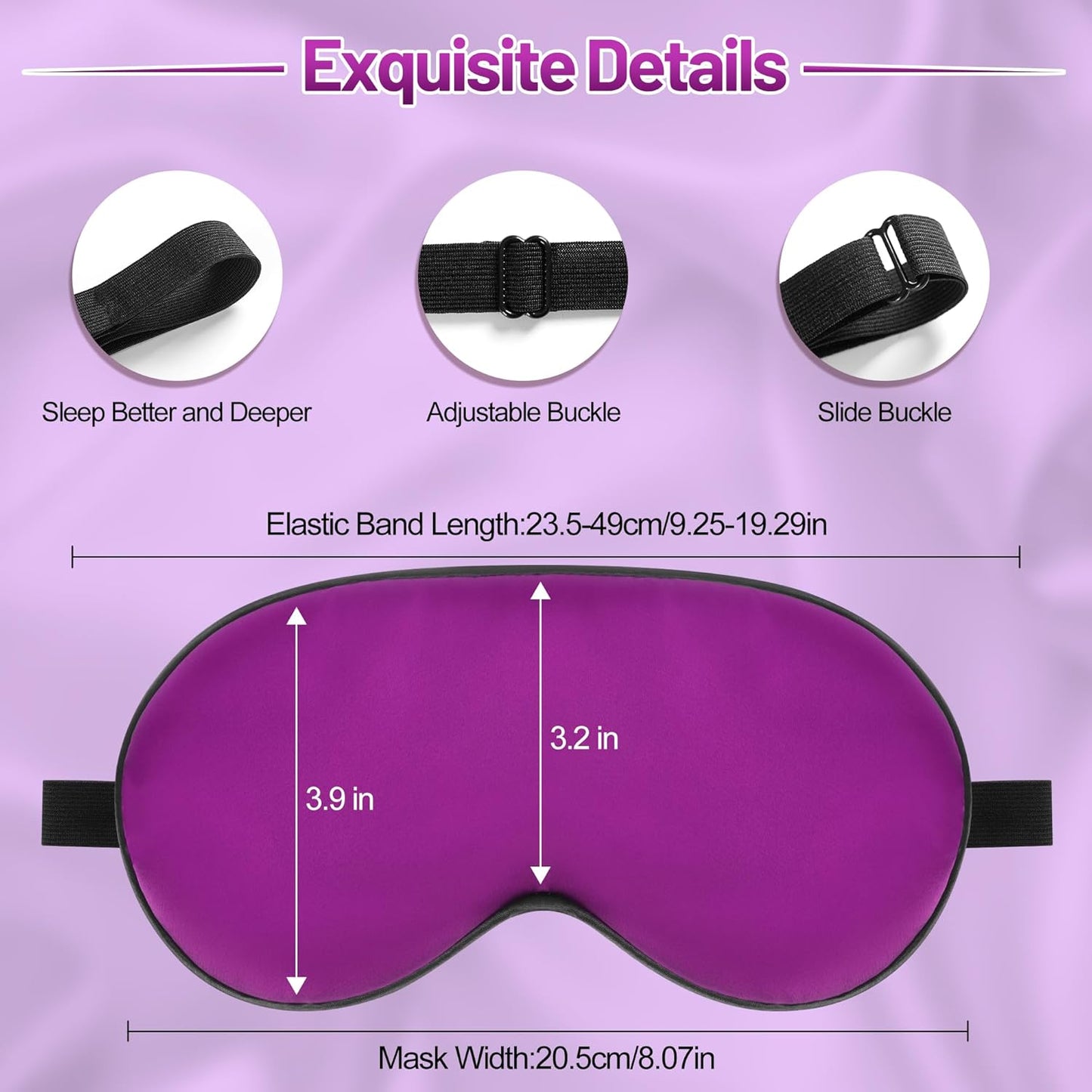 Silk Eye Mask with Adjustable Strap, Satin Blackout Sleeping Mask for Men&Women, Comfortable Blindfold Eyeshade for Night Sleep(Blue)