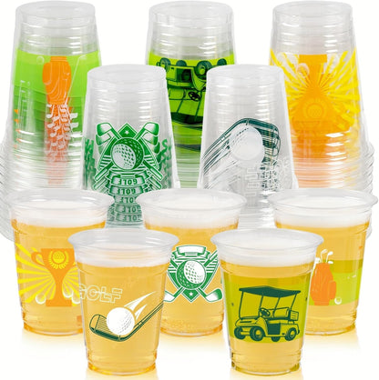 GuassLee 50 Luau Cups for Hawaiian Luau Party Decorations, 12 OZ Tiki Tropical Plastic Disposable Cups for Pool Flamingo Tiki Birthday Party Decor Supplies