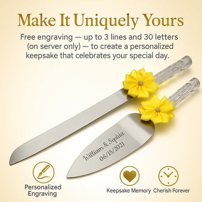 GIFTS INFINITY Personalized Wedding Cake Knife and Server Set with Engraving – Cake Cutting Utensil Set, Keepsake Gift for Wedding, Anniversary, Reception, Birthday & Other Occasions (CH-101WB)