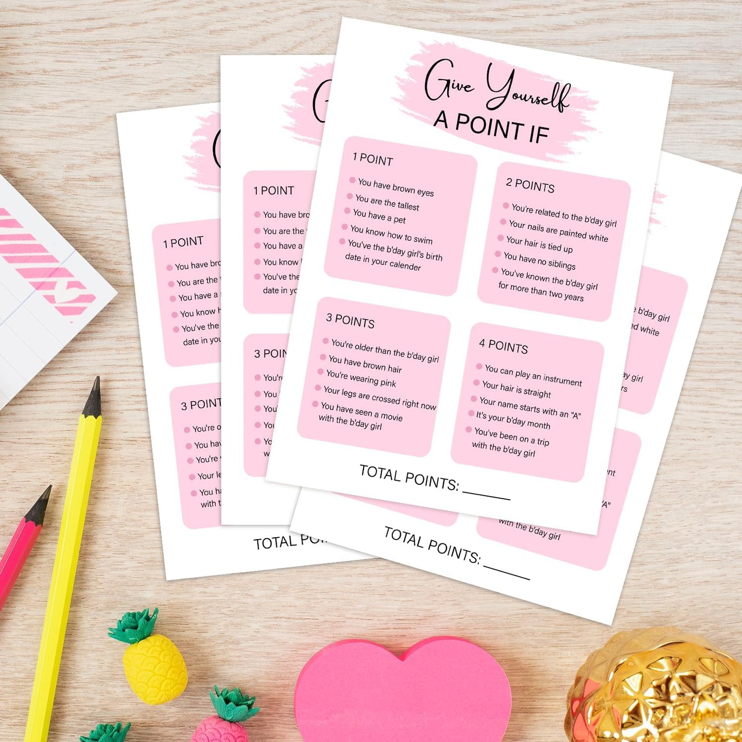 Birthday Party Game - Selfie Scavenger Hunt, Girl Birthday Party Activity Favor, Set of 20 Games Cards, Birthday Supplies, Activity Decorations -B07