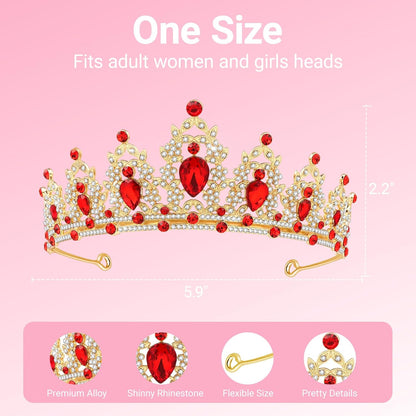 Tiara Crown for Women, Headband Hair Accessories for Birthday Wedding Party Costume Pink