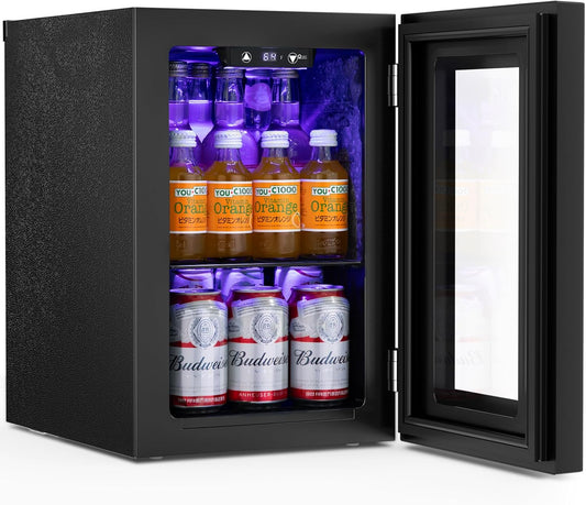 Antarctic Star Mini Fridge Cooler - 12 Bottle 48 Can Beverage Refrigerator Glass Door for Drinks or Beer Wine –Small Drink Dispenser for Home, Office or Bar, Electronic Temperature Control，1.3cu.ft.