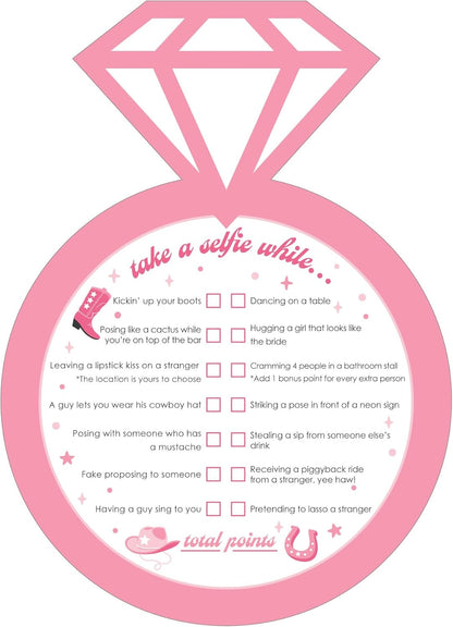 Big Dot of Happiness Last Rodeo - Selfie Scavenger Hunt - Pink Cowgirl Bachelorette Party Game - Set of 12