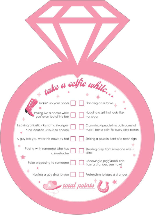 Big Dot of Happiness Last Rodeo - Selfie Scavenger Hunt - Pink Cowgirl Bachelorette Party Game - Set of 12